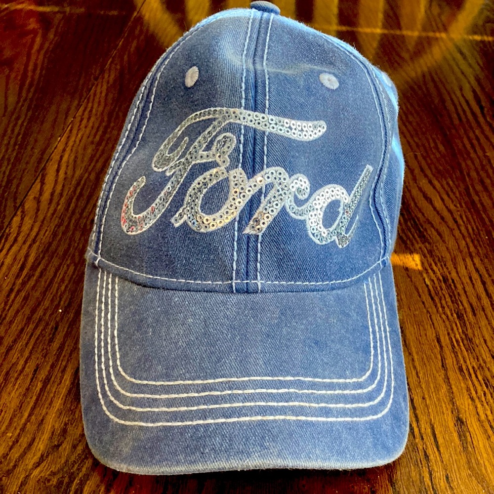 Sparkling Ford Denim ball cap.